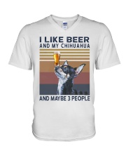 Beer and Chihuahua V-Neck T-Shirt thumbnail