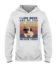 I LIKE BEER AND PUG Hooded Sweatshirt thumbnail