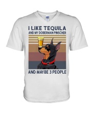 Tequila and Doberman Pinscher V-Neck T-Shirt thumbnail