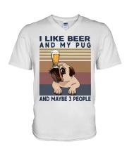 BEER AND PUG V-Neck T-Shirt thumbnail