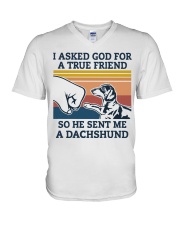 true friend dachshund V-Neck T-Shirt thumbnail