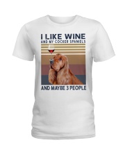 Wine and Cocker spaniels Ladies T-Shirt thumbnail