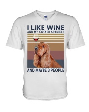 Wine and Cocker spaniels V-Neck T-Shirt thumbnail