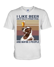 Beer and English Springer Spaniel V-Neck T-Shirt thumbnail
