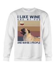 Wine and Pug Crewneck Sweatshirt thumbnail