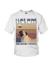 Wine and Pug Youth T-Shirt thumbnail
