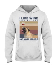 Wine and Pug Hooded Sweatshirt thumbnail