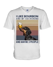 Bourbon and Dachshund V-Neck T-Shirt thumbnail