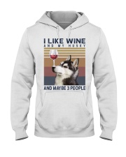 Wine and Husky Hooded Sweatshirt thumbnail