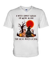 Witch Wine Corgi V-Neck T-Shirt thumbnail