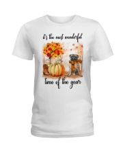 Pug dog love fall Ladies T-Shirt thumbnail