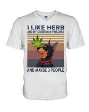 Herb and Doberman Pinscher V-Neck T-Shirt thumbnail