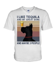 Tequila and Great Dane V-Neck T-Shirt thumbnail