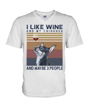 Wine and Chihuahua V-Neck T-Shirt thumbnail