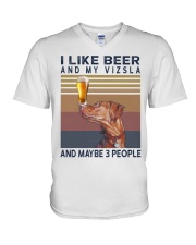Beer and Vizsla V-Neck T-Shirt thumbnail