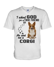 CORGI Asked God V-Neck T-Shirt thumbnail