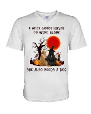 Witch Wine Golden Retriever V-Neck T-Shirt thumbnail