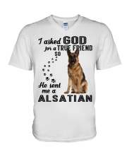 German Shepherd Asked God V-Neck T-Shirt thumbnail