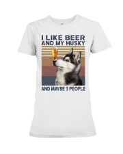 I like beer and my husky Premium Fit Ladies Tee thumbnail
