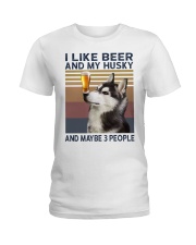 I like beer and my husky Ladies T-Shirt thumbnail