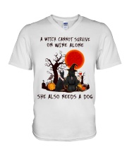 Witch Wine Doberman Pinscher V-Neck T-Shirt thumbnail