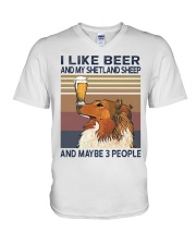 Beer and Shetland Sheep V-Neck T-Shirt thumbnail