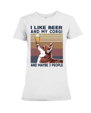 I LIKE BEER AND CORGI Premium Fit Ladies Tee thumbnail