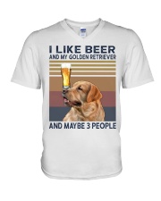 Beer and Golden Retriever V-Neck T-Shirt thumbnail