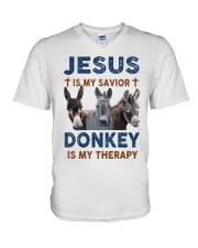 JESUS DONKEY V-Neck T-Shirt thumbnail