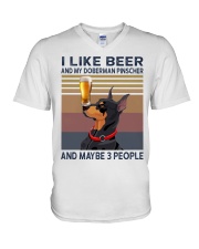 Beer and Doberman Pinscher V-Neck T-Shirt thumbnail