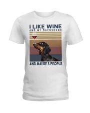 Wine and Dachshund Ladies T-Shirt thumbnail