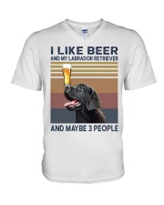 beer and Black Labrador V-Neck T-Shirt thumbnail