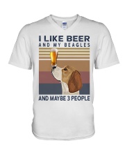Beer and Beagles V-Neck T-Shirt thumbnail