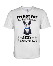 I m not fat sexy Boston Terriers V-Neck T-Shirt thumbnail