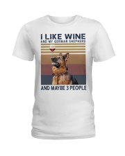 Wine and German Shepherd Ladies T-Shirt thumbnail