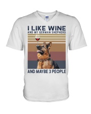 Wine and German Shepherd V-Neck T-Shirt thumbnail