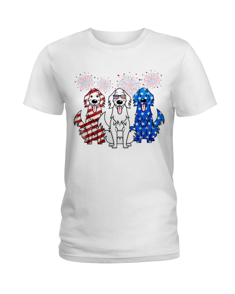 Golden Retriever Independence Day Ladies T-Shirt