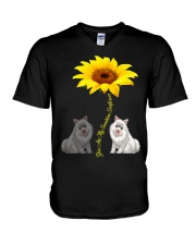 Samoyed You Are My Sunshine Sunflower V-Neck T-Shirt tile