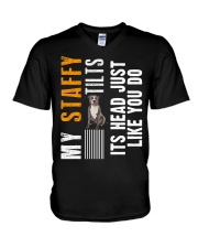 Staffordshire Bull Terrier V-Neck T-Shirt tile