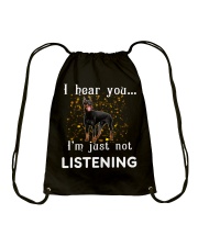Doberman I hear you not listening Drawstring Bag tile