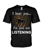 Doberman I hear you not listening V-Neck T-Shirt tile