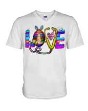 LOVE Easter Bunny Nurse V-Neck T-Shirt tile