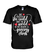 Grocery Clerk V-Neck T-Shirt tile