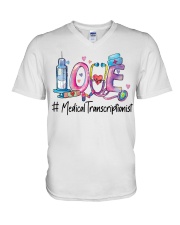 Medical Transcriptionist V-Neck T-Shirt tile