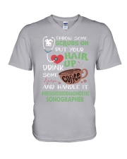 Registered Diagnostic Sonographer V-Neck T-Shirt tile