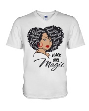 red lips V-Neck T-Shirt tile