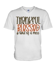 Thankful and Blessed V-Neck T-Shirt tile
