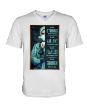 Strong - Valiant - Fearless - Enough V-Neck T-Shirt tile