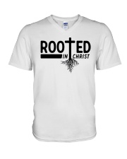 Rooted in christ V-Neck T-Shirt tile