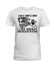 I Am A Simple Man I Like hockey and Believe In Jesus Ladies T-Shirt tile